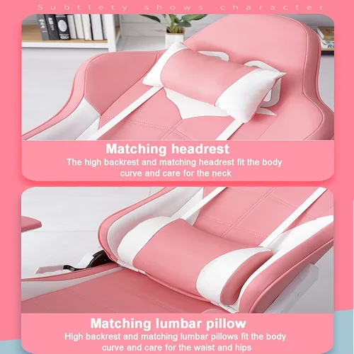 Vista 4 de Silla de oficina para videojuegos, silla de computadora, respaldo alto, ajustable, silla giratoria para deportes electrónicos, silla reclinable