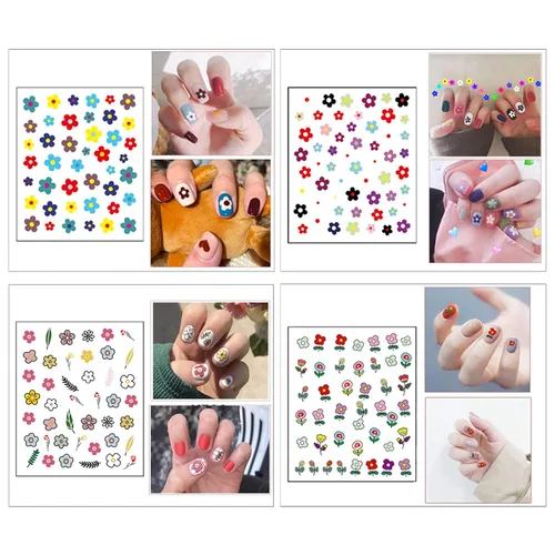 Vista 2 de 16 hojas de calcomanías de uñas para niños, lindas calcomanías autoadhesivas para niñas y mujeres, diseños 3D, accesorios de manicura
