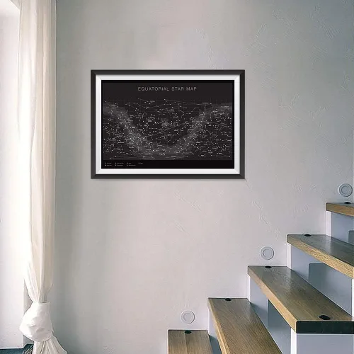 Vista 2 de Higly - Póster detallado de mapa de estrellas ecuatoriales – Constelaciones con nombres de estrellas – Impresión artística de pared para la escuela
