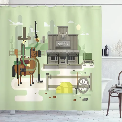 Vista 96 de set de cortina para baño decorativa de tela de poliéster con ganchos