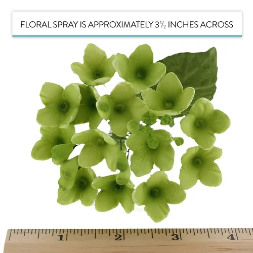 Vista 2 de Global Sugar Art Spray de flores de hortensias verdes de 4 unidades, flores para decoración de tartas
