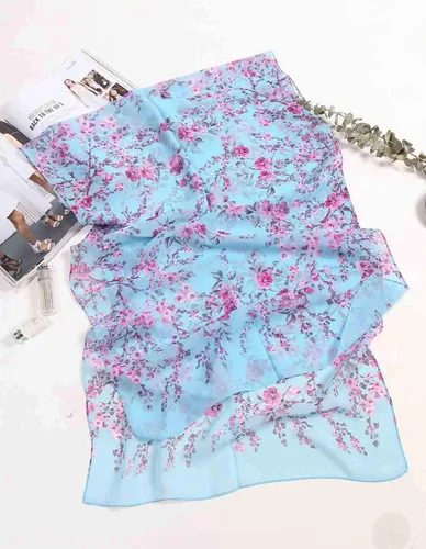 Vista 3 de Acotavie - Bufanda de gasa para mujer, ligera, con estampado floral, chal para mujeres y niñas