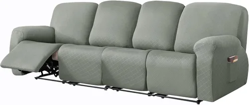Vista 46 de vctops Funda reclinable con diamantes de 4 piezas, funda elástica para sofá reclinable de 1 plaza, protector suave y sólido para muebles con correa