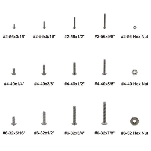 Vista 4 de #2-56#4-40#6-32 UNC Kit de surtido de tornillos de casquillo de cabeza de botón y tuercas de acero inoxidable 390PCS Stainless Steel Button Head