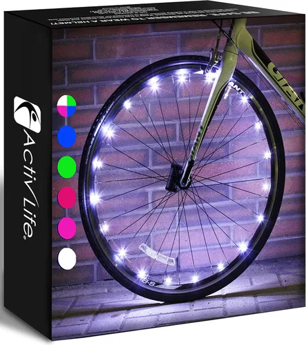 Vista 14 de Activ Life Luces LED para rueda de bicicleta con pilas incluidas. Obtén 100% más brillantes y visibles desde todos los ángulos para la máxima