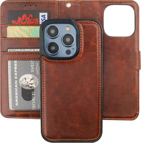 Vista 23 de Bocasal - Funda tipo cartera desmontable para iPhone 14 Pro, color negro