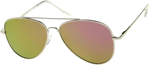 Vista 2 de Lentes de sol grandes de color metálico con lente plana de lágrima, 2.362in