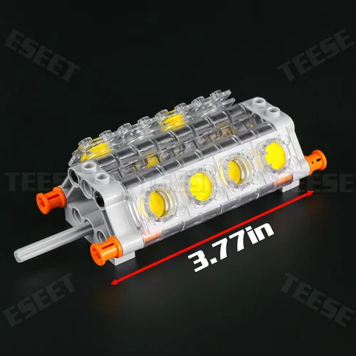 Vista 2 de TEESE 55pcs cigüeñal-motor-accesorios-kit con biela-cilindro- cabezal, compatible con piezas técnicas, para STEM-MOC-EV3-Proyecto-Bloques a granel