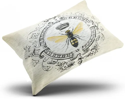 Vista 3 de Funda de almohada decorativa de abeja francesa moderna romántica romántica personalizada con cremallera en un lado impreso de 12 x 16 pulgadas