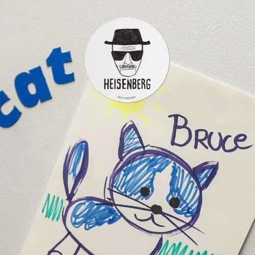 Vista 2 de Breaking Bad Classic Heisenberg - Juego de imanes circulares de vinilo para refrigerador