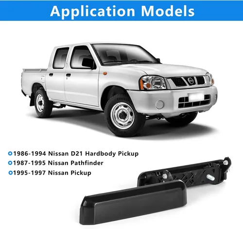 Vista 3 de Reemplazo de manija de puerta delantera exterior izquierda del conductor y derecha del pasajero para Nissan D21 1986-94, Pathfinder 1987-95, Pickup