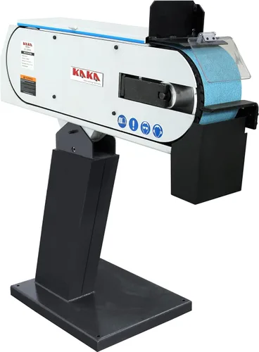 Vista 11 de KAKA INDUSTRIAL Amoladora de banda de 3 pulgadas x 79 pulgadas Motor 4HP 220V, cabeza ajustable, base de hierro fundido Amoladora de banda