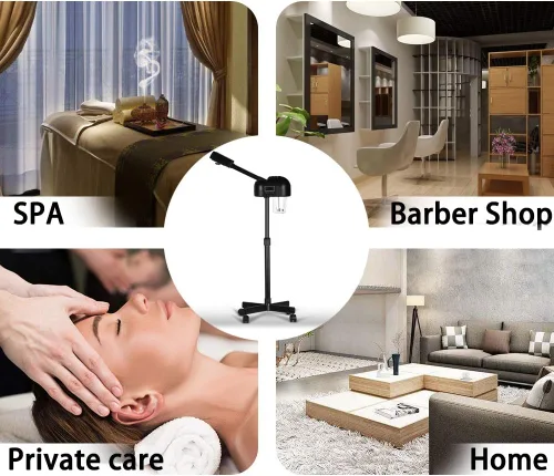 Vista 6 de Vaporizador facial LCD profesional para piel limpia, uso en el cuidado de la piel en el hogar, salón de belleza, spa con niebla caliente, función