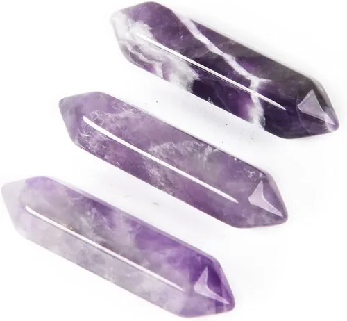 Vista 9 de YGLINE Juego de varitas de cristales curativos, piedras preciosas de cristal Reiki, piedra de chakra, prisma facetado puntiagudo, terapia