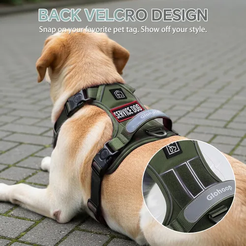 Vista 6 de Arnés táctico resistente para perros pequeños, arnés para perro sin tirones con asa y clip frontal, acolchado suave reflectante, panel de , chaleco
