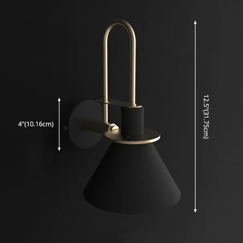Vista 5 de Apliques de pared modernos con forma de cono de metal, kit de farol de pared para mesita de noche, lámpara de montaje en pared, aplique de 1 luz