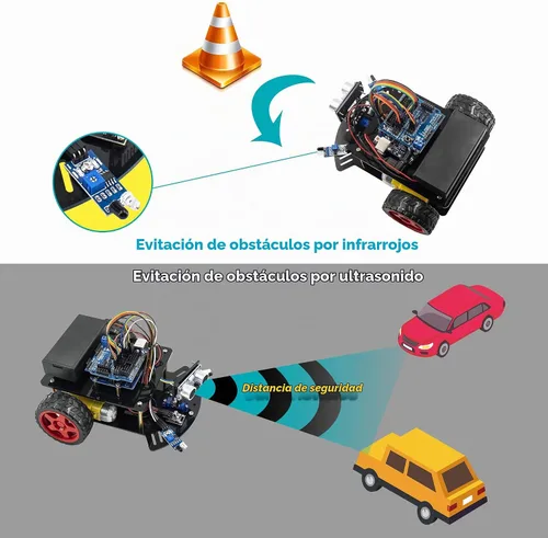 Vista 2 de Hosyond Kit de coche robot inteligente, coche de control remoto 2WD compatible con Arduino IDE con Tutorail