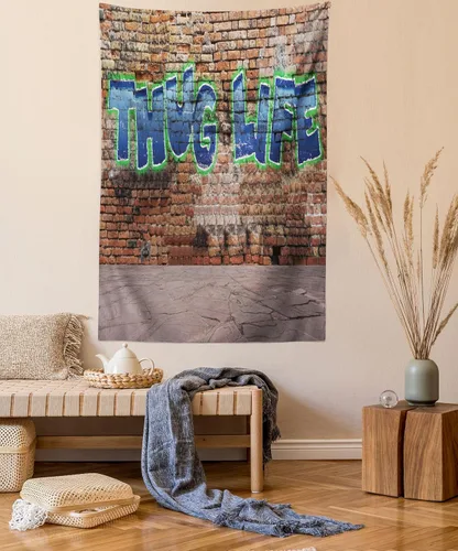 Vista 88 de Ambesonne Tapiz de arte afro, hombre negro fuerte con una corona de trazos impresión de pintura moderna, decoración de tela para colgar en la pared