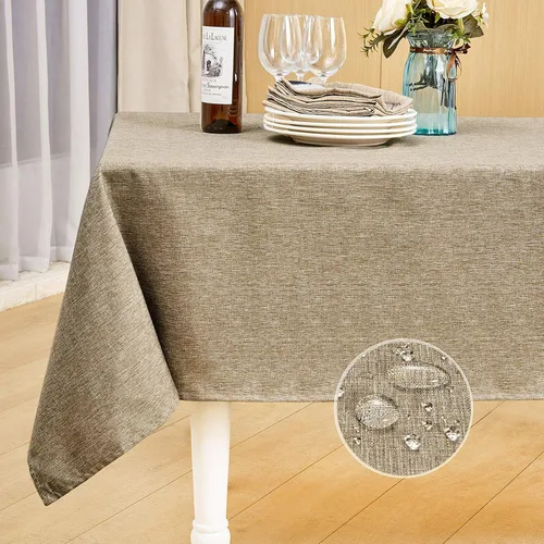 Vista 9 de Mebakuk Mantel Rectangular de Lino Estilo Granja, Impermeable, Anti-encogimiento, Suave y Resistente a las Arrugas, Cubierta de Mesa Decorativa