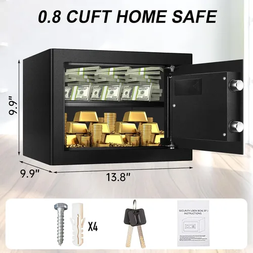 Vista 2 de Tenamic Caja de seguridad electrónica de lujo, caja de seguridad digital con teclado, caja de seguridad pequeña, caja fuerte para gabinete, aleación