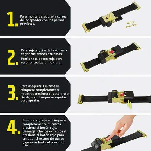 Vista 5 de [Usado] DC Cargo Mall Correas de trinquete retráctiles E Track - Opciones de montaje E-Track y atornillado (paquete de 2) 2" x 10' - 4,000 lbs