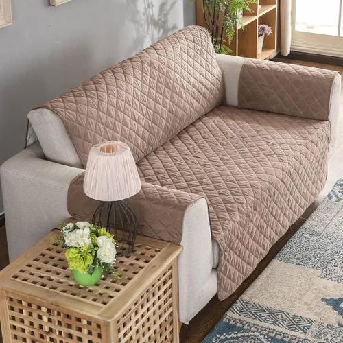 Vista 10 de vctops Funda acolchada de doble protección, 100 % impermeable, funda antideslizante para sofá de 2 plazas, protector reversible de muebles para Gris