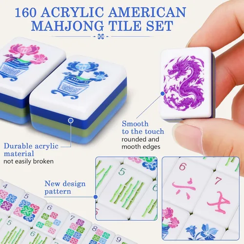 Vista 3 de American Mahjong Tile Set for Mah Jong Lovers, Adult, Beginners Pale Blue