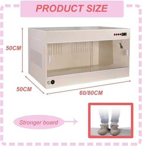 Vista 6 de Caja de incubadora de mascotas para gatos/perros, perrera de humedad visual, con ventilador de ventilación/lámpara de iluminación (beige)