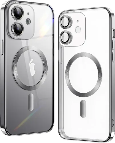 Vista 21 de Matallic - Funda transparente brillante para iPhone 11, compatible con Magsafe con protección completa de cámara chapada