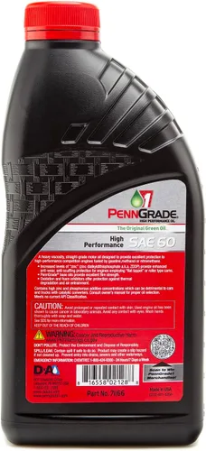 Vista 8 de PENN GRADE 1, 71166, aceite monogrado de alto rendimiento SAE 60, 1 cuarto de galón (paquete de 12)