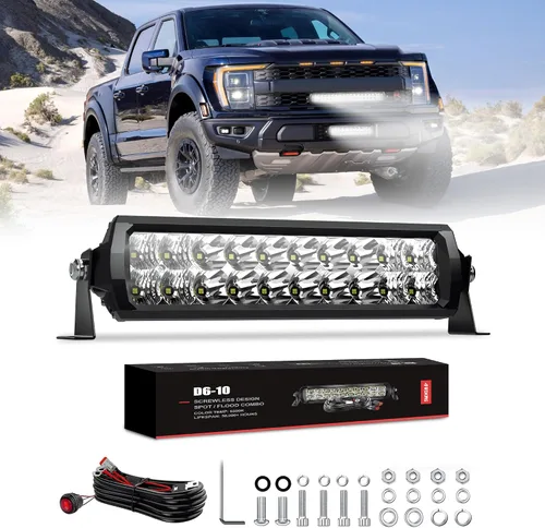 Vista 11 de Barra de luces LED de 6 pulgadas IP68 Waterproof, 60W, Flood and Spot Combo Beam, LED Driving Light Work Light Fog Lamp for Truck Cars ATV UTV Boat