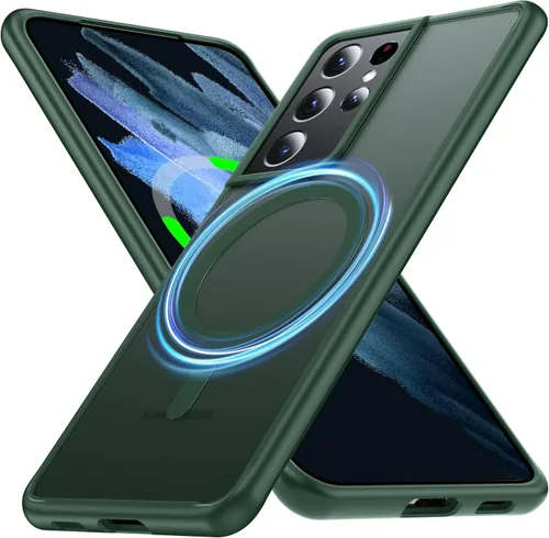 Vista 21 de Funda para Samsung Galaxy S21 FE con MagSafe [soporte ajustable] [carga mientras estás de pie] [Militar a prueba de golpes] Protector de silicona
