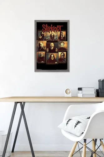 Vista 6 de Slipknot - Póster de pared a prueba de balas, 22.4 pulgadas de largo x 14.7 pulgadas, versión enmarcada en madera de granero