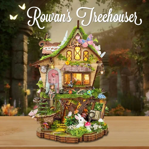 Vista 3 de Rompecabezas de madera 3D, diseño de bosque encantado, kit de miniatura para adultos y adolescentes, ideal para regalar y decorar casa de muñecas
