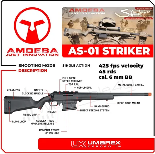 Vista 2 de Elite Force Amoeba AS-01 Striker Rifle Gen2 Spring Powered 6mm BB Sniper Rifle Airsoft Gun