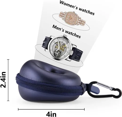 Vista 4 de HELMDY Reloj de viaje para hombres caja de almacenamiento portátil de un solo reloj caja de viaje 1 ranura - Se adapta a todos los relojes
