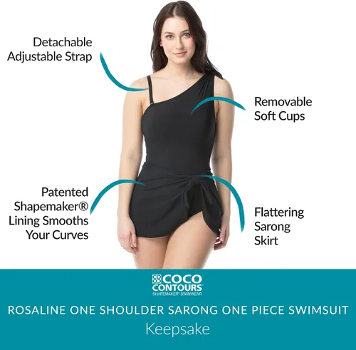Vista 4 de Coco Contours Rosaline - Traje de baño de una pieza con un hombro para dar forma a la figura de un brasier
