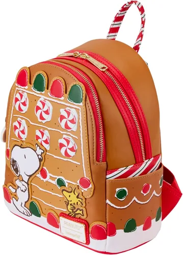Vista 3 de Loungefly Peanuts Snoopy Gingerbread House - Mini mochila perfumada, Marrón