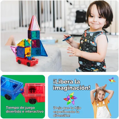 Vista 5 de PicassoTiles Kit de Construcción de Juguete de 2 Piezas Carro Mini Camión Conjunto de Vehículo para Bloques Magnéticos Piezas de Construcción