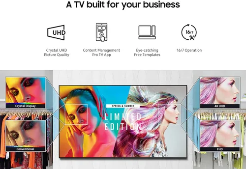 Vista 16 de Samsung BE43T-H Pro TV de 43 pulgadas Comercial Software de señalización digital fácil 4K HDMI USB Sintonizador Altavoces 250 nits