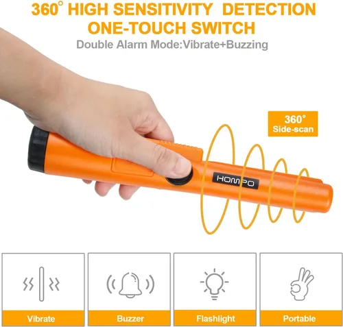 Vista 2 de Detector de metales Pinpointer - Varita puntero de mano totalmente impermeable, sonda de búsqueda profesional de alta precisión