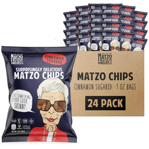 Vista 10 de The Matzo Project Chips de matzo crujientes, todo sabor, vegano, sin nueces, paquete de 24 bocadillos a granel, 1 onza cada uno, envueltos