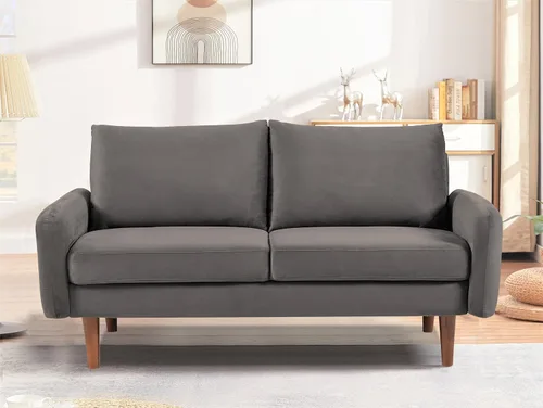 Vista 8 de Container Furniture Direct Kent Sofá biplaza de terciopelo para salas de estar modernas y espacios compactos, cómodo sofá de 2 plazas, muebles