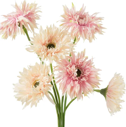 Vista 21 de FiveSeasonStuff Real Touch Gerbera Daisy - Arreglo de flores artificiales y ramo de boda (7 tallos florales, rojo baya)