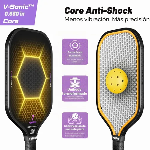 Vista 5 de USAPA Approved Pickleball Paddle 6-Layer T800 Carbon Fiber 16mm Thermoformed Pickleball Racket with High Spin & Extended Grip, Professional
