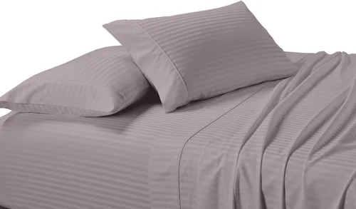 Vista 17 de sheetsnthings Juego de 2 fundas de almohada estándar de 300 hilos beige a rayas, tamaño Queen