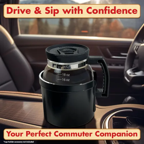 Vista 3 de Taza de café Cupa Joe – Taza de comedor de vidrio borosilicato de 20 onzas con tapa a prueba de derrames – Divertido regalo novedoso