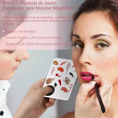 Vista 6 de Kit de aplicadores desechables con esponja de maquillaje, paleta de mezcla, suministros para artistas, accesorios, varitas de rímel, pinceles