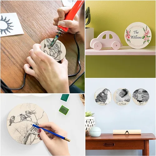 Vista 6 de 12 piezas de 12 pulgadas de círculos de madera para manualidades, rondas de madera en blanco sin terminar, rebanadas de madera cortadas