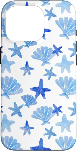 Vista 20 de Funda para iPhone 16 Coastal Nieta Azul Preppy Shells Estrellas de mar Océano Lindo Caso